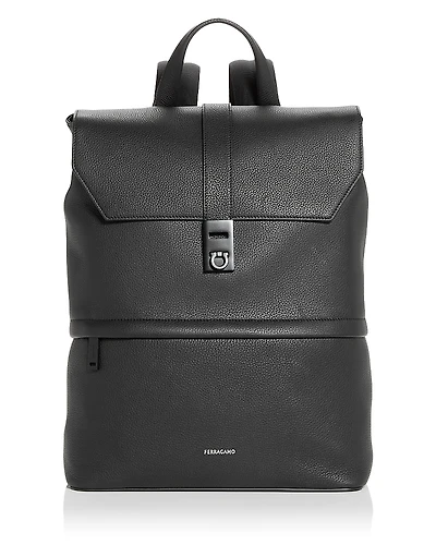 Ferragamo Gancini Buckle Leather Backpack