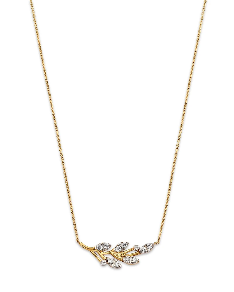 Bloomingdale's Fine Collection Diamond Curved Leaf Pendant Necklace