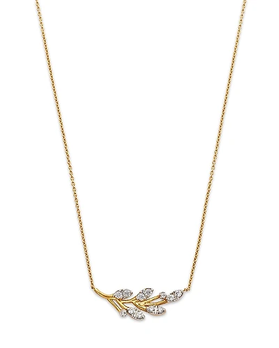 Bloomingdale's Fine Collection Diamond Curved Leaf Pendant Necklace