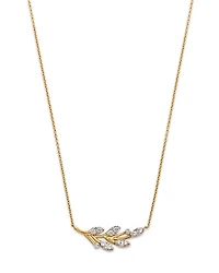 Bloomingdale's Fine Collection Diamond Curved Leaf Pendant Necklace