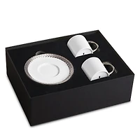 L'Objet Corde Platinum Trim Espresso Cup & Saucer, Set of 2