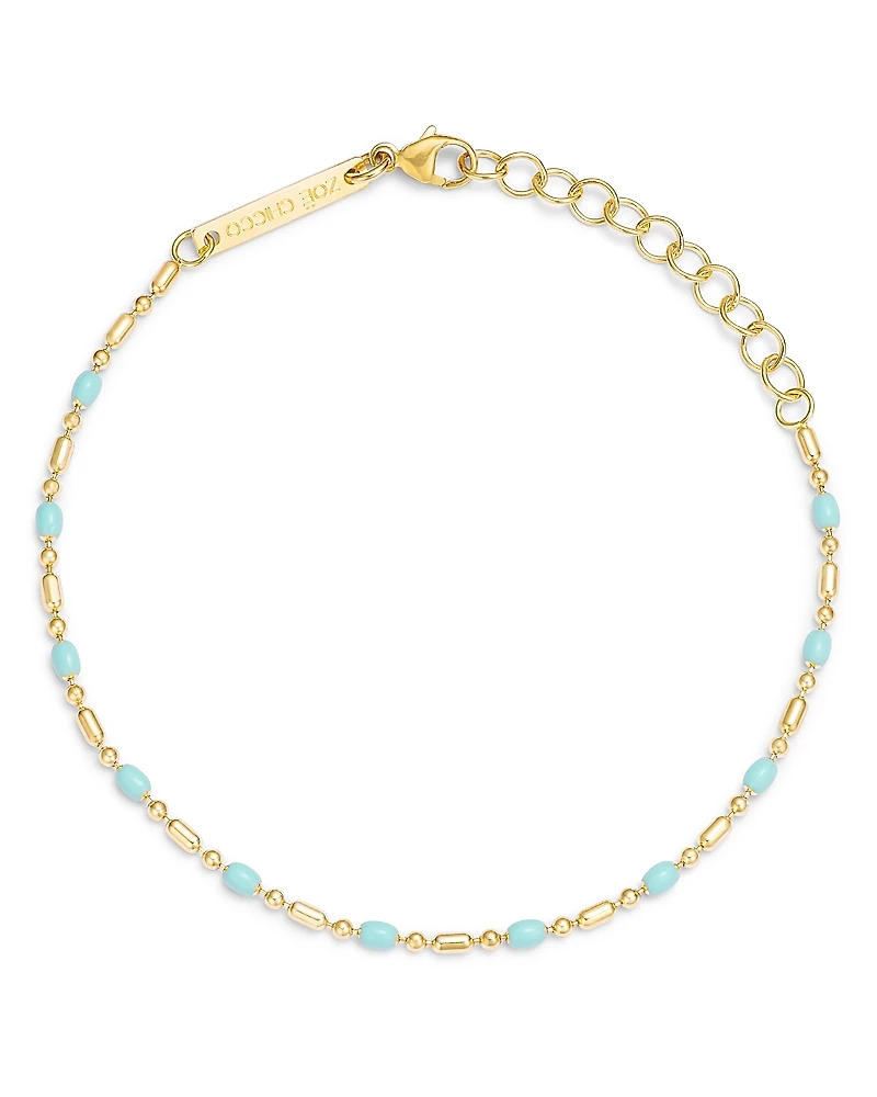 Zoe Chicco 14K Yellow Gold Enamel Bead & Bar Link Bracelet