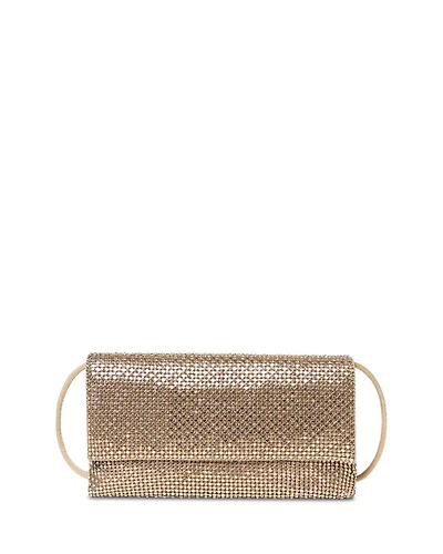 Charlee Gold-Tone Crystal Mesh Flap Clutch