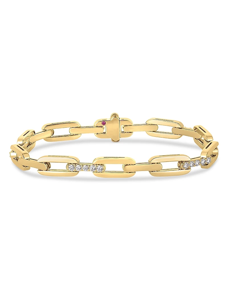 Roberto Coin 18K Yellow Gold Navarra Diamond Open Chain Link Bracelet