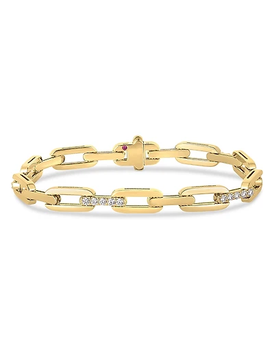 Roberto Coin 18K Yellow Gold Navarra Diamond Open Chain Link Bracelet