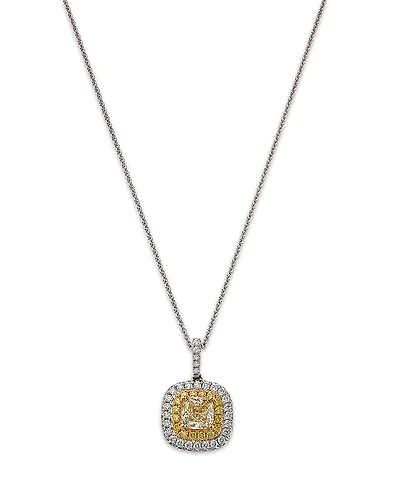 Bloomingdale's Fine Collection Yellow & White Diamond Halo Pendant Necklace