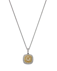 Bloomingdale's Fine Collection Yellow & White Diamond Halo Pendant Necklace