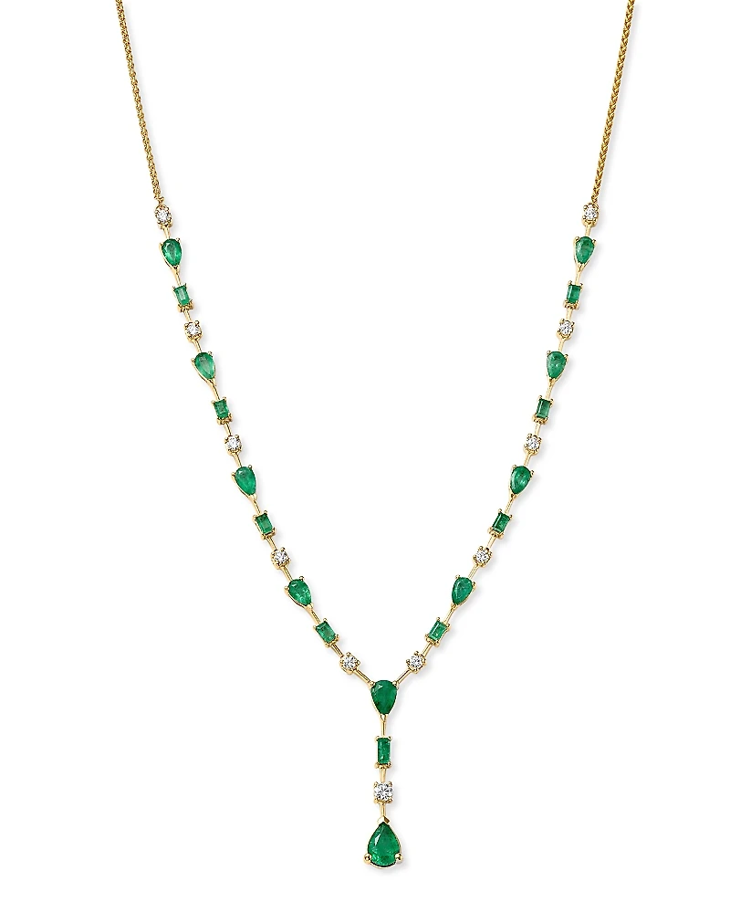 Bloomingdale's Fine Collection Emerald & Diamond Y Necklace