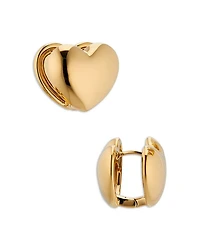 Sunlight Heart Huggie Hoop Earrings in 18K Gold Plated