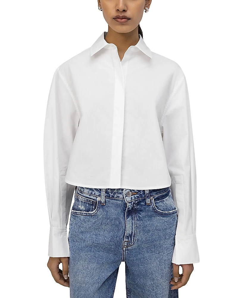 Simkhai Renata Cropped Poplin Button Down Shirt