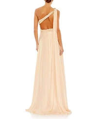 Float One Shoulder Open Back Flowy Gown