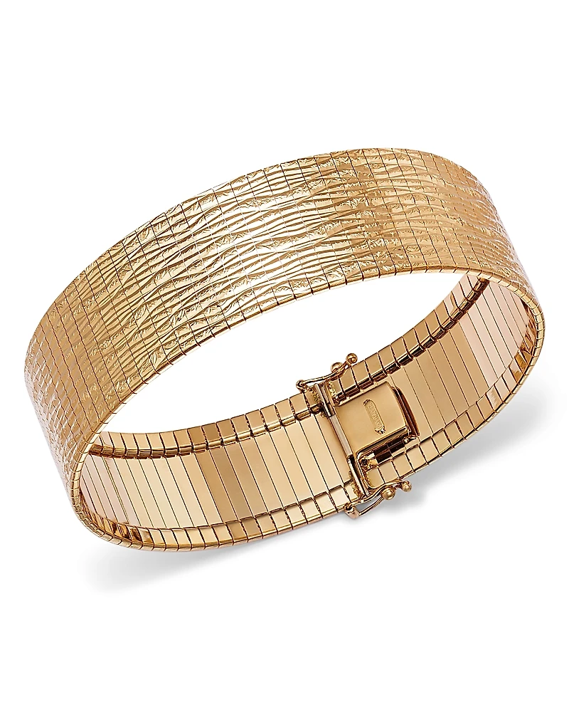 Alberto Amati 14K Yellow Gold Textured Wide Omega Bracelet