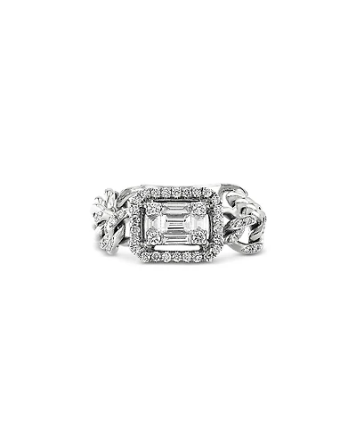 Zydo 18K White Gold Mosaic Diamond Groumette Link Ring