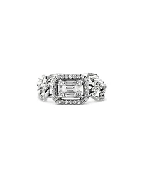 Zydo 18K White Gold Mosaic Diamond Groumette Link Ring