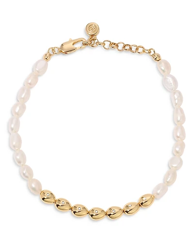 Ettika Pave & Cultured Freshwater Pearl Polished Pebble Beaded Bracelet