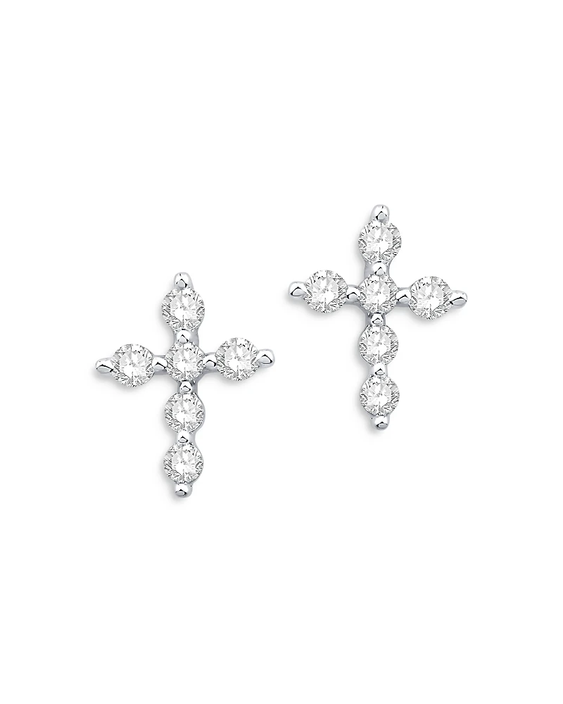 Bloomingdale's Fine Collection Diamond Cross Stud Earrings