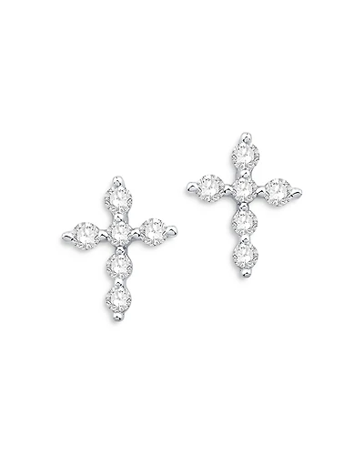 Bloomingdale's Fine Collection Diamond Cross Stud Earrings