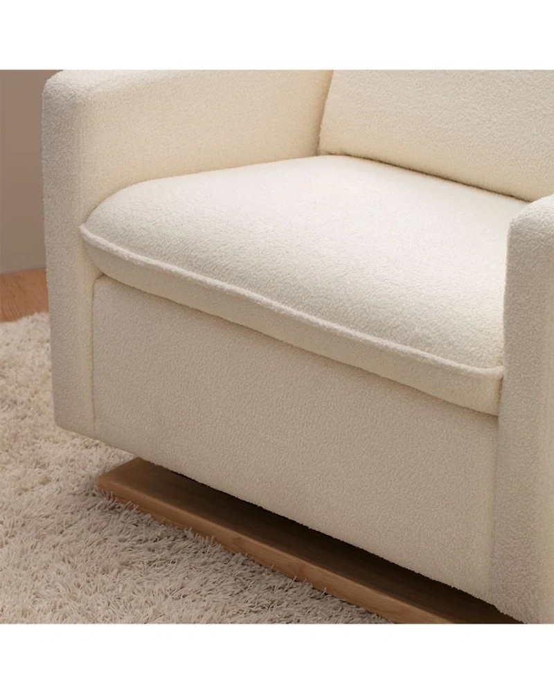 Cali Chantilly Fleece Pillowback Chair and a Half Glider With Light Wood Base