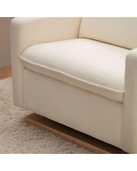 Cali Chantilly Fleece Pillowback Chair and a Half Glider With Light Wood Base
