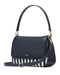 Hudson Striped Canvas Fabric Flap Shoulder Bag