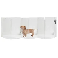 Clear Wall Mounted Zig Zag Pet Gate with Silver Latch, 6 Panel