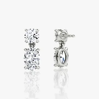 Signature Drop Earring in 14K White Gold, 1.5ctw Round Brilliant & Oval Lab Grown Diamonds