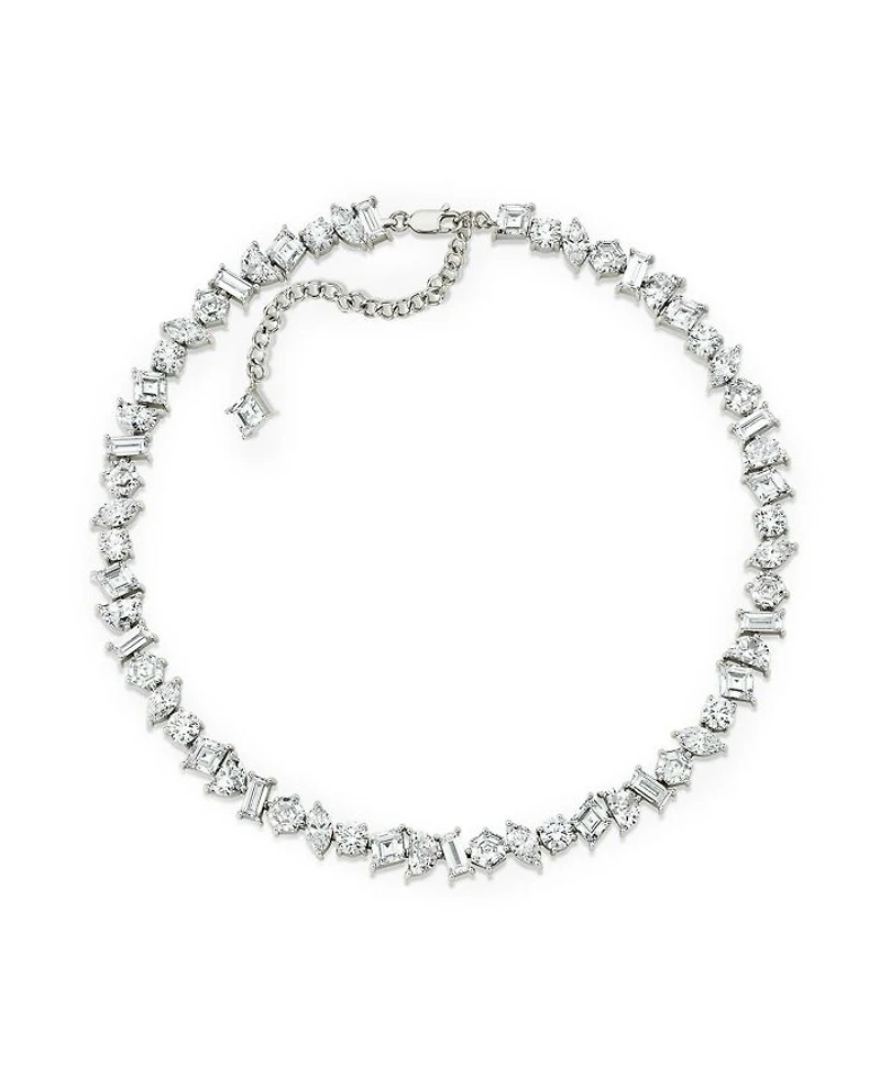 Illuminate Choker Necklace in 14K White Gold, 35.75ctw Mixed Shaped Lab Grown Diamonds, 15.5"