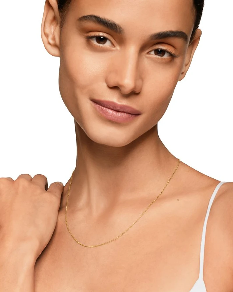 Box Chain Necklace 18K Yellow Gold, 1mm