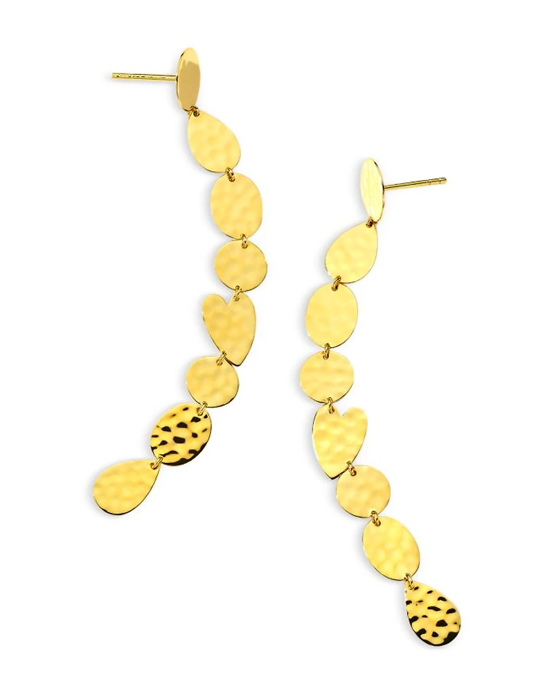 18K Yellow Gold 18K Classico Crinkle Mixed Shape Linear Drop Earrings