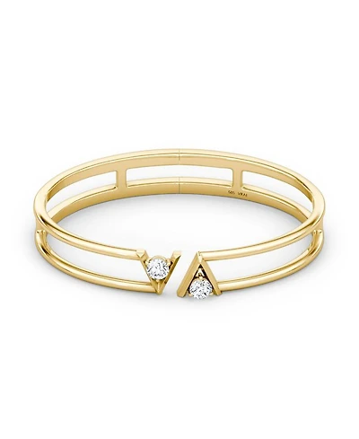 V Double Row Plain Bangle Bracelet in 14K Yellow Gold, .50ctw Round Brilliant Lab Grown Diamonds