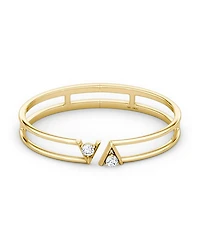 V Double Row Plain Bangle Bracelet in 14K Yellow Gold, .50ctw Round Brilliant Lab Grown Diamonds