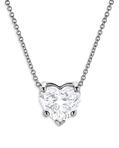 Certified Lab Grown Diamond Heart Pendant Necklace in 18K White Gold, 2.0 tcw