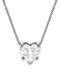 Certified Lab Grown Diamond Heart Pendant Necklace in 18K White Gold, 2.0 tcw