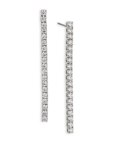 Perfect Tennis Cubic Zirconia Linear Drop Earrings in Rhodium Plated