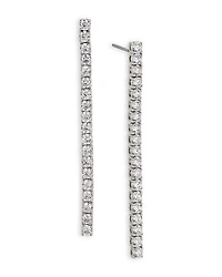 Perfect Tennis Cubic Zirconia Linear Drop Earrings in Rhodium Plated
