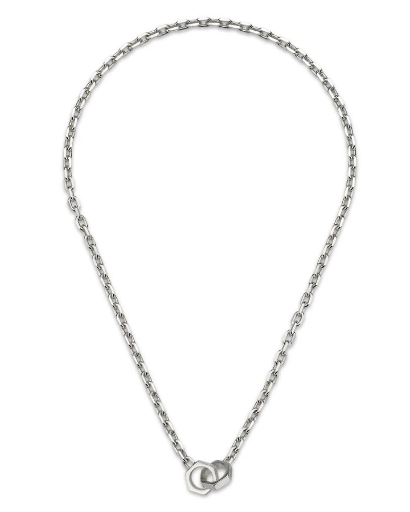 Sterling Silver Trademark Hexagon Interlocking Links Statement Necklace, 20"