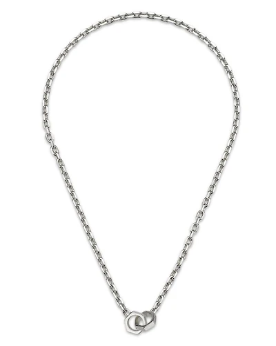 Sterling Silver Trademark Hexagon Interlocking Links Statement Necklace, 20"