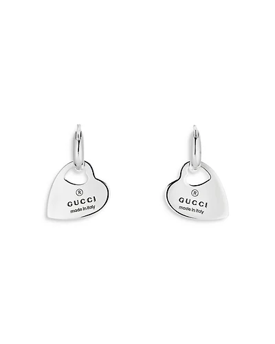 Sterling Silver Trademark Heart Drop Earrings