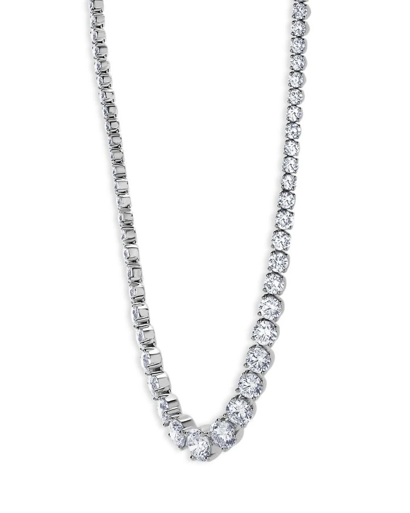 Certified Lab Grown Diamond Graduated Tennis Necklace in 18K White Gold, 30.0 tcw