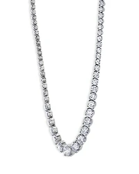 Certified Lab Grown Diamond Graduated Tennis Necklace in 18K White Gold, 30.0 tcw
