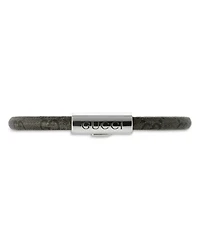 Sterling Silver Trademark Black GG Supreme Leather Bracelet