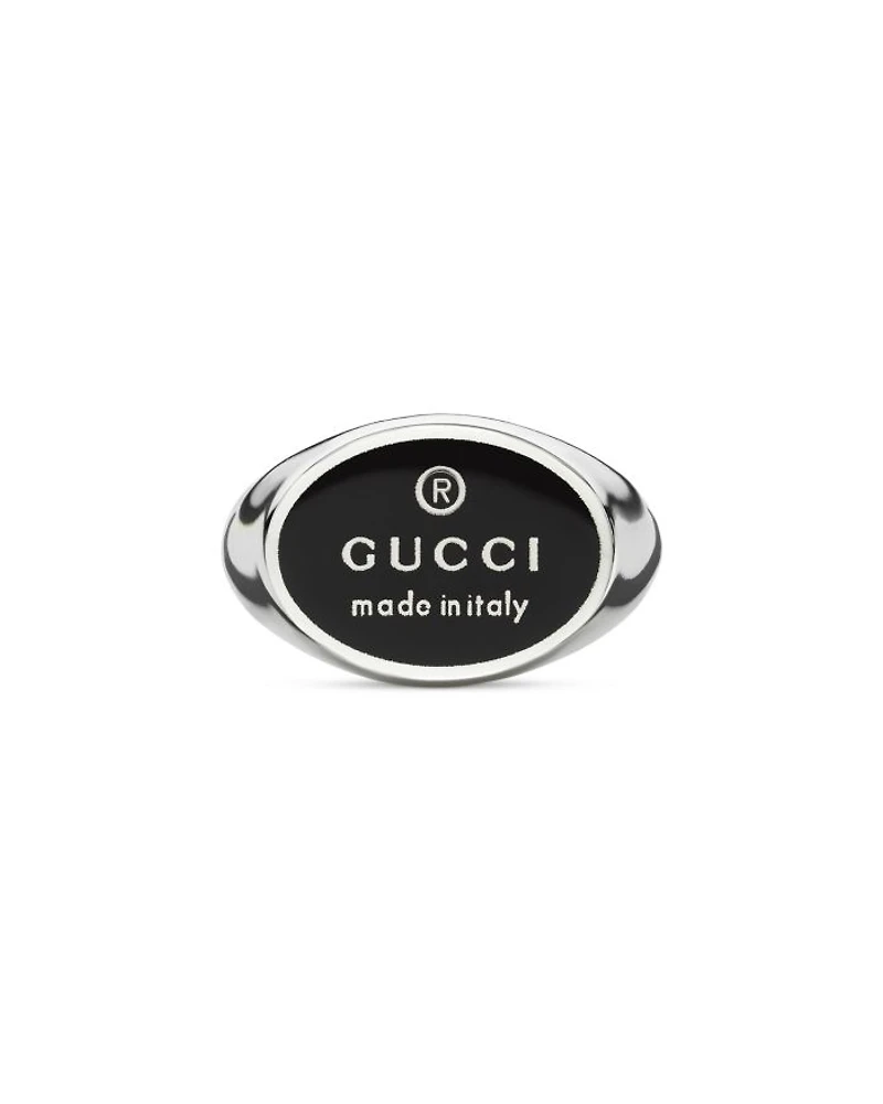 Sterling Silver Trademark Black Enamel Ring