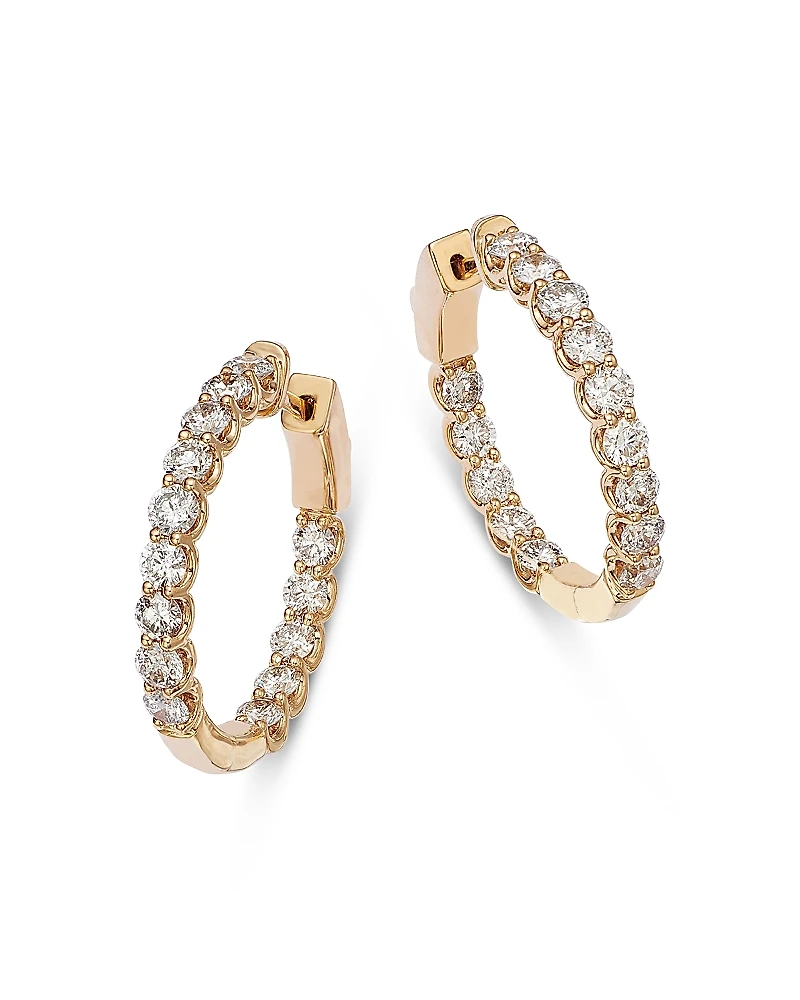 Bloomingdale's Fine Collection Diamond Inside Out Round Hoop Earrings