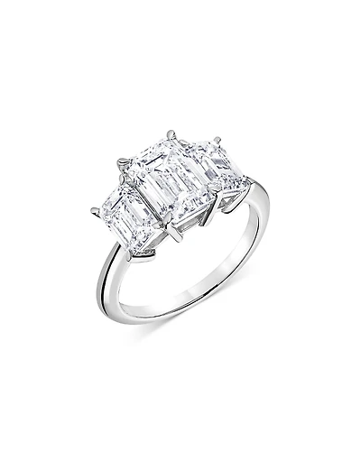 Bloomingdale's Fine Collection Certified Lab Grown Diamond Emerald Cut Three Stone Engagement Ring