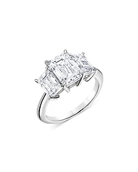 Bloomingdale's Fine Collection Certified Lab Grown Diamond Emerald Cut Three Stone Engagement Ring