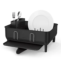Compact Steel Frame Dish Drying Rack with Swivel Spout Drain