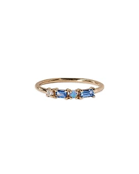 Wwake 14K Yellow Gold Brickwork Blue Sapphire, Diamond & Opal Pillar Ring