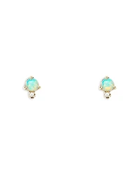 Wwake 14K Yellow Gold Classic Opal & Diamond Earrings