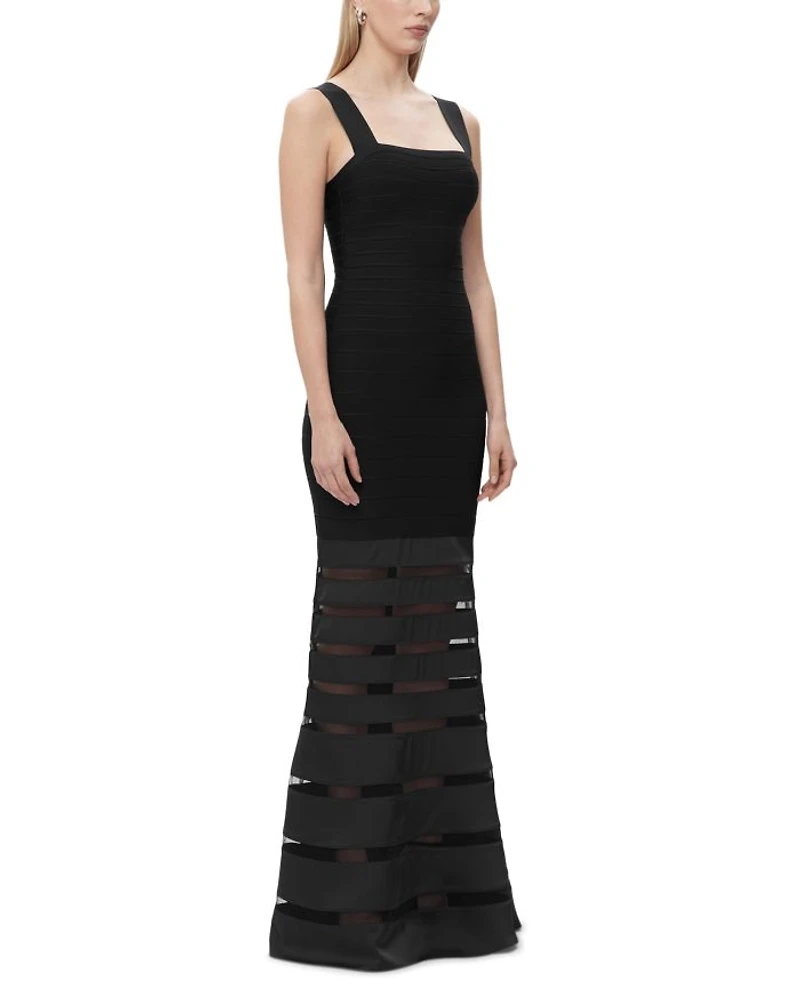 The Claudia Bandage Illusion Stripe Gown