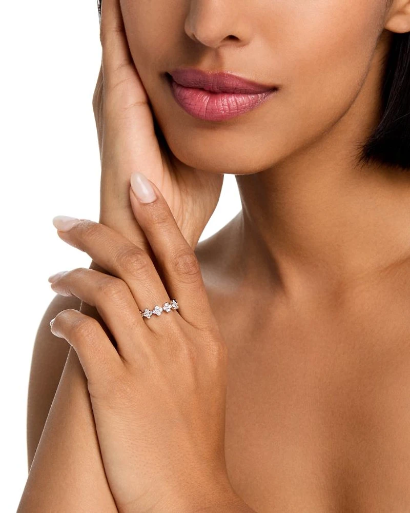 Diamond Clover Cluster Band in 14K White Gold, 0.44 tcw